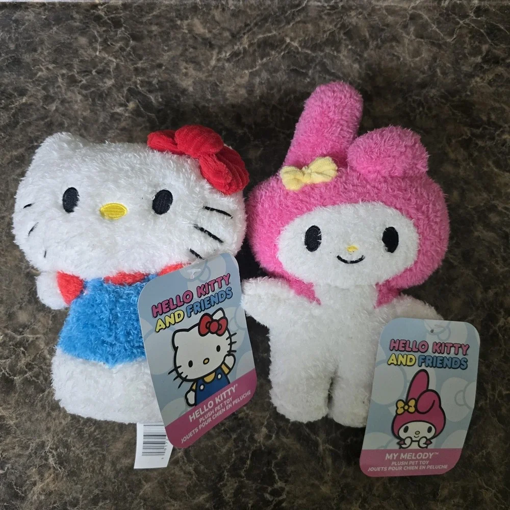 Sanrio My Melody & Hello Kitty Plush Squeaky & Crinkle Pet Toy (NEW WITH TAG)